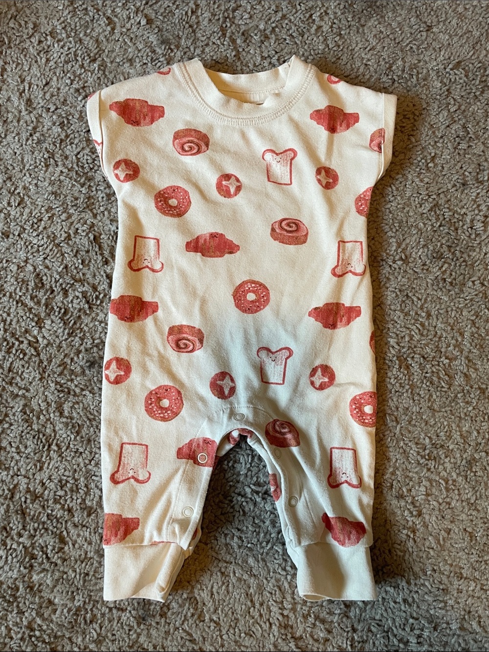 Cat & Jack Cream Short-Sleeve Footie with Pink Bakery Prints